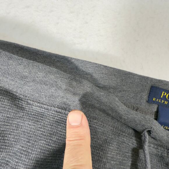 Polo Ralph Lauren Waffle Weave Lounge Pants Men L Drawstring Waist CUT Off Hems - Picture 9 of 15